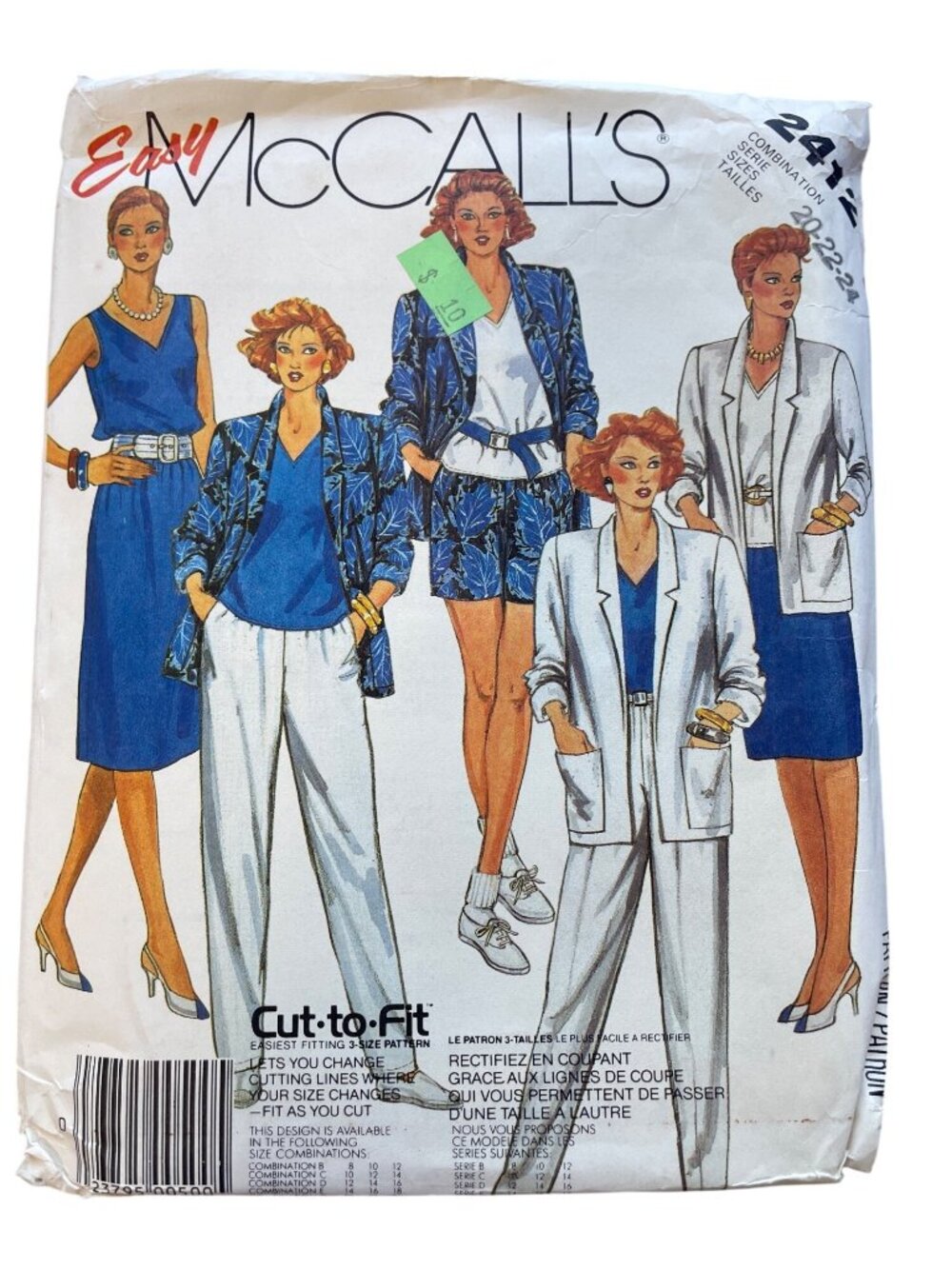 Vintage 80s McCalls 2412 Pattern Size 20-22-24 Jacket Top Skirt Pants Shorts CUT
